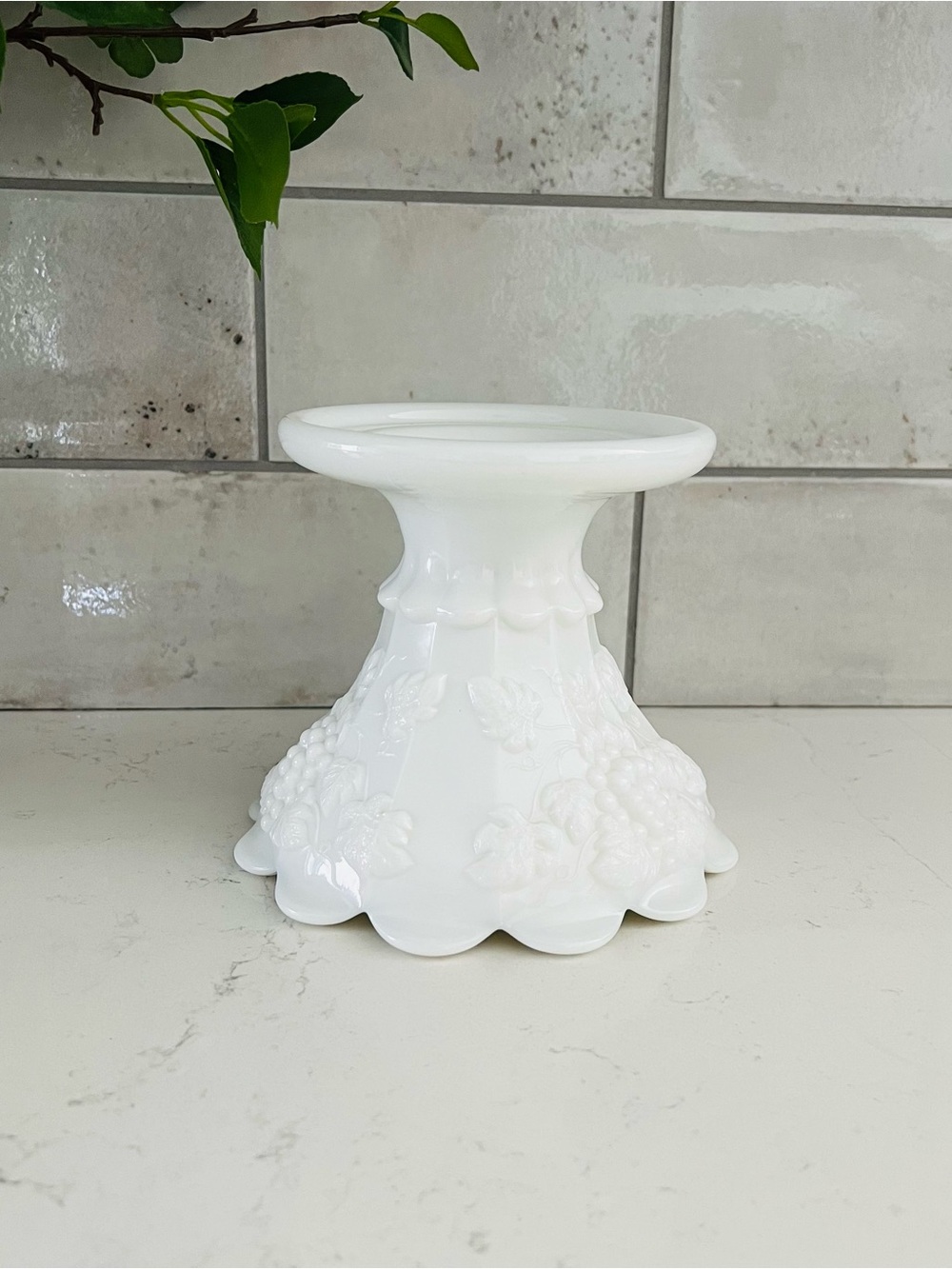 WESTMORELAND Vintage Paneled Grape Milk Glass 5” Bowl Base No. 1881